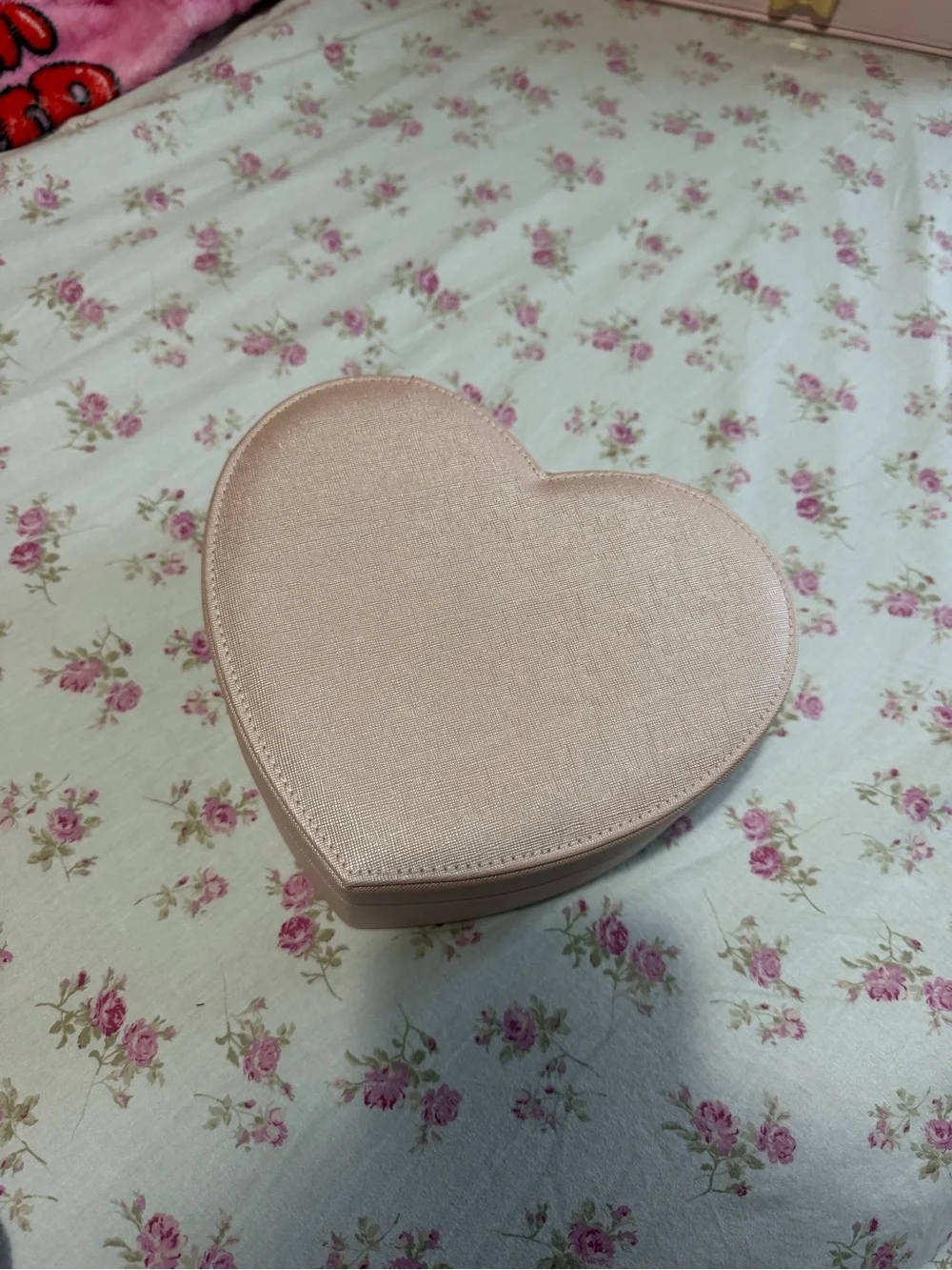 Heart-Shaped Pink Jewelry & Makeup Organizer Case with Mirror